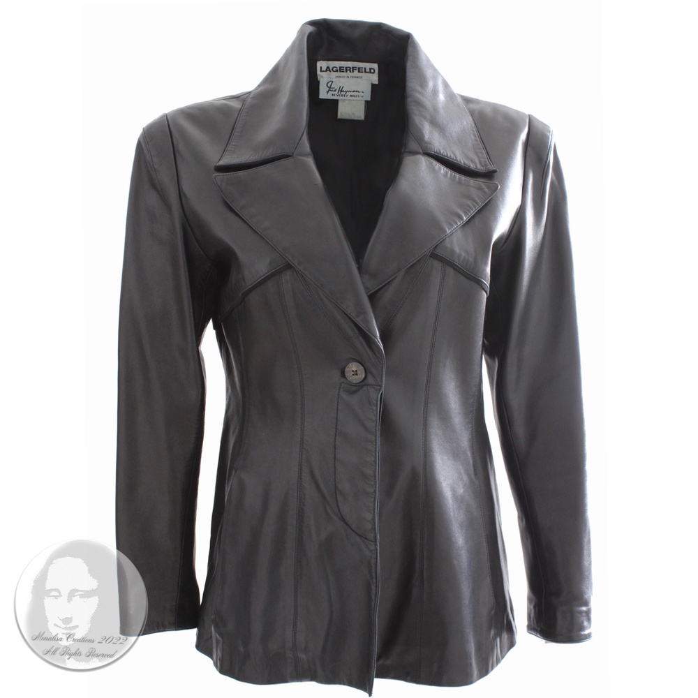 Karl Lagerfeld Jacket Black Lambskin Leather Fred Hayman Beverly Hills Vintage